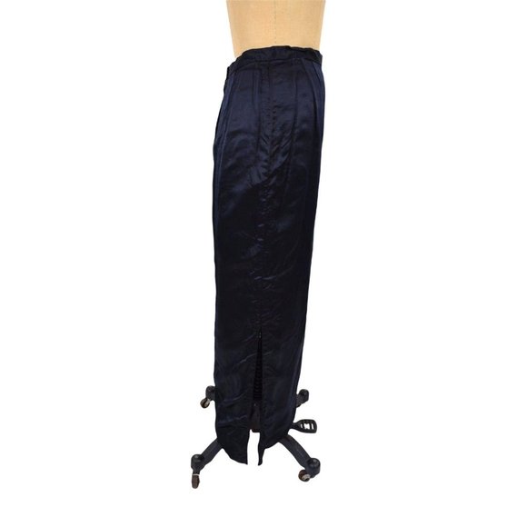 Vintage 1970s Satin Pencil Skirt 70s does 50s Black Long Skirt | W 26" - Picture 4 of 5